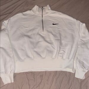 Nike Women White 1/4 Zip-Up Sweater
